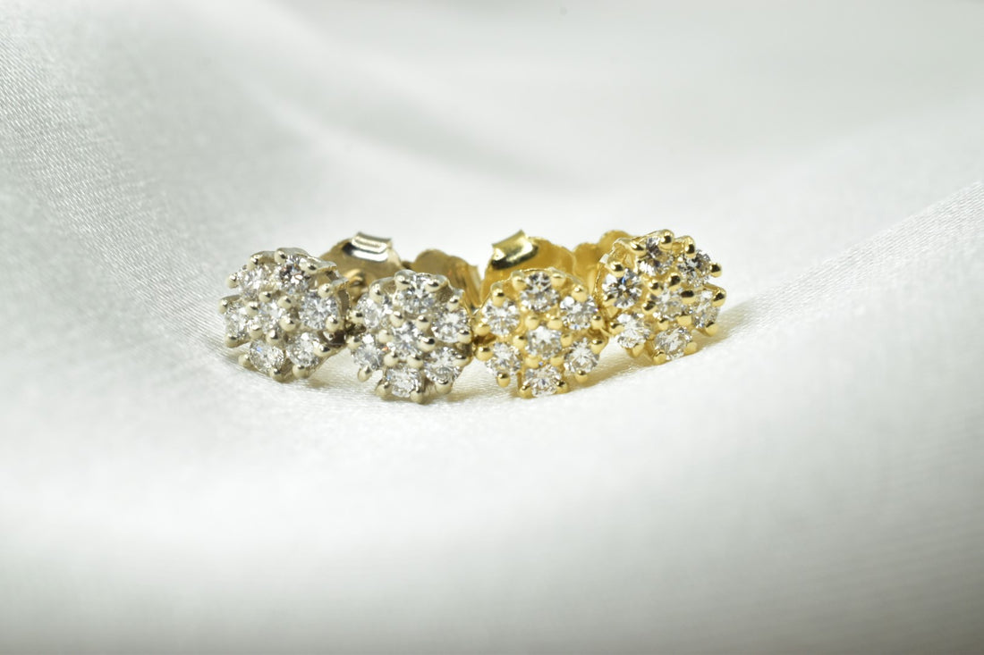 14K Diamond Cluster Earrings