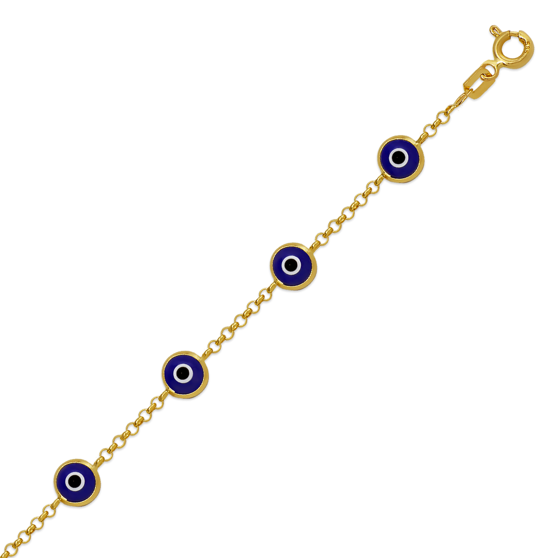 14K Yellow Evil Eye Bracelet 7"