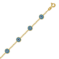 14K Yellow Evil Eye Bracelet 7"