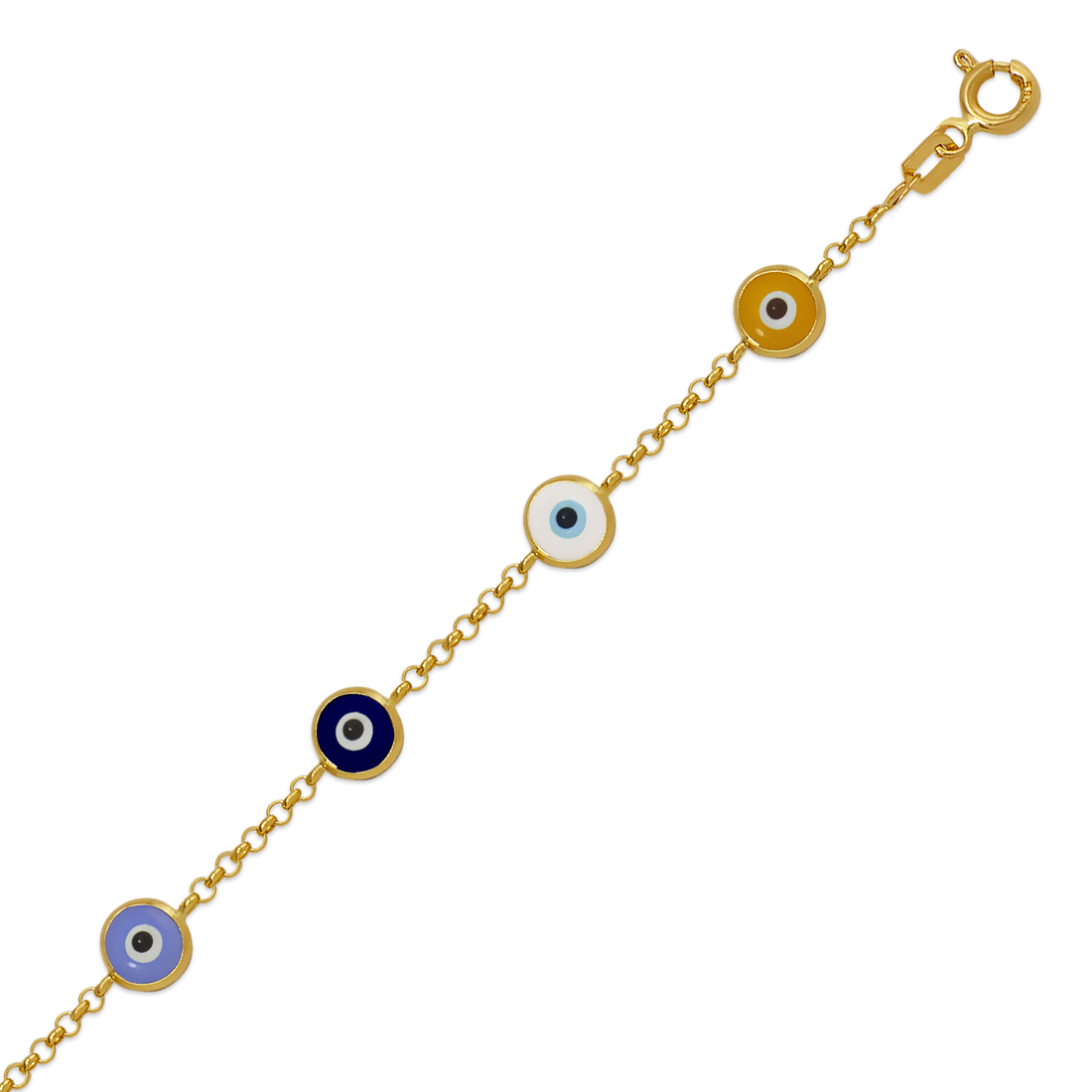 14K Yellow Evil Eye Bracelet 7"