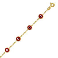 14K Yellow Evil Eye Bracelet 7"