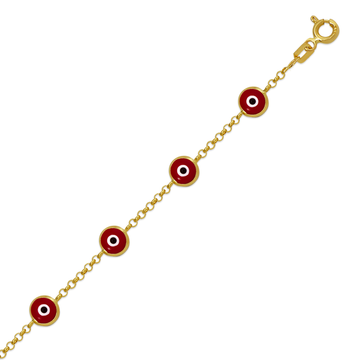 14K Yellow Evil Eye Bracelet 7"