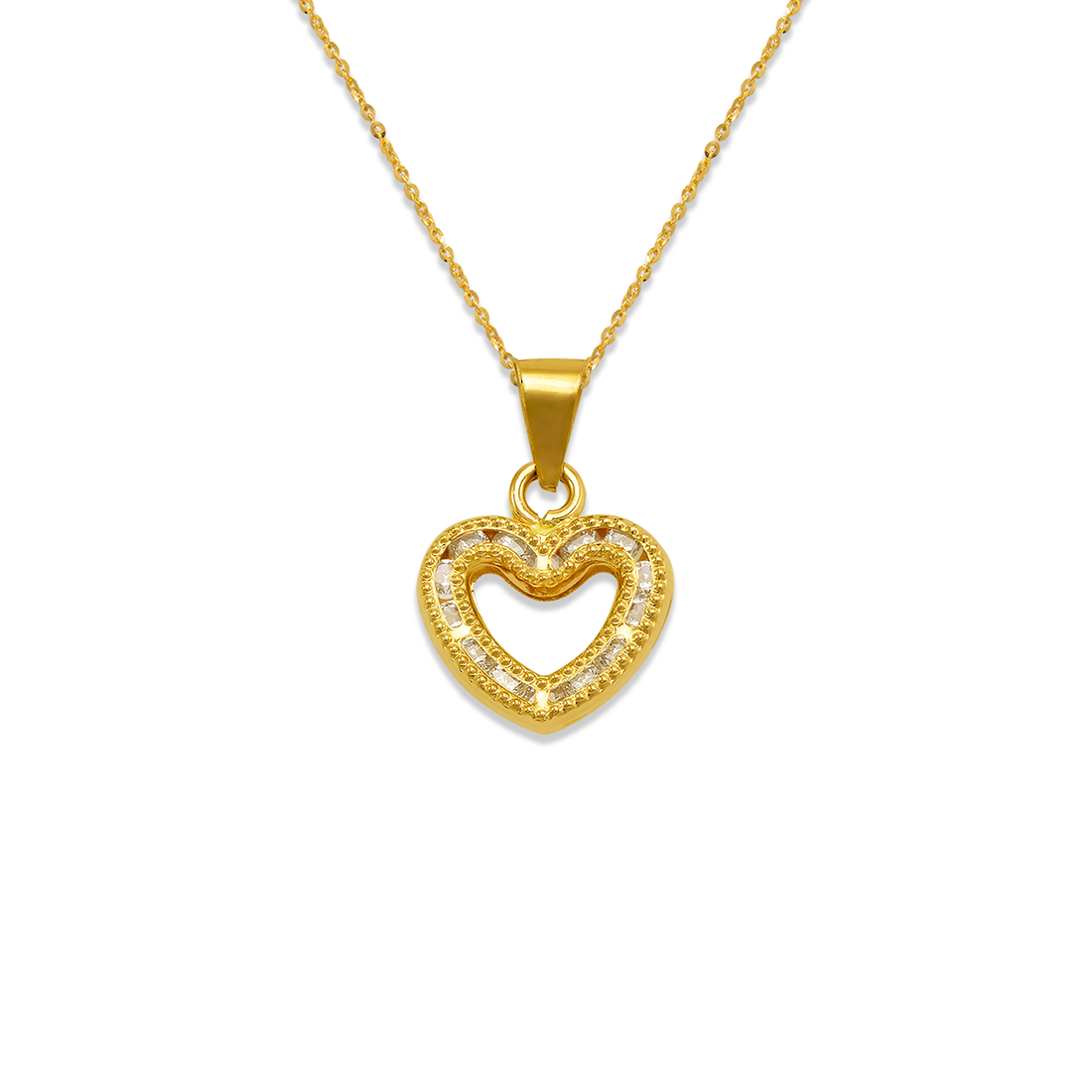 14K Yellow Gold Heart Pendant + Chain