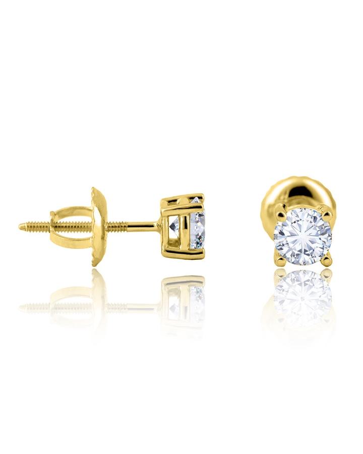 14K Diamond Solitaire Earrings